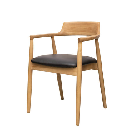 Ealing Dining Chair - Natural Frame, Black Leather