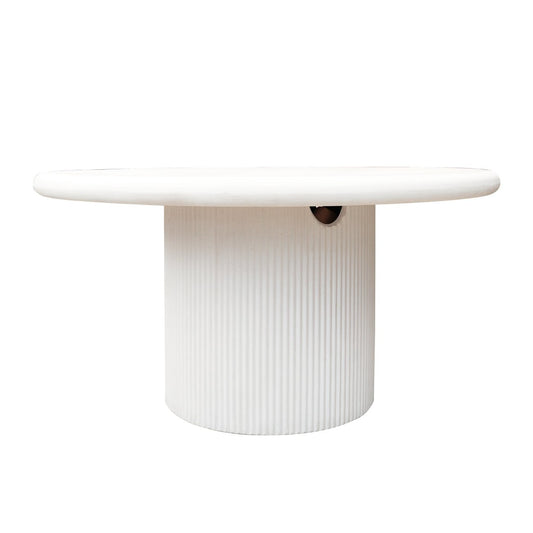Patras Round Concrete Dining Table - White