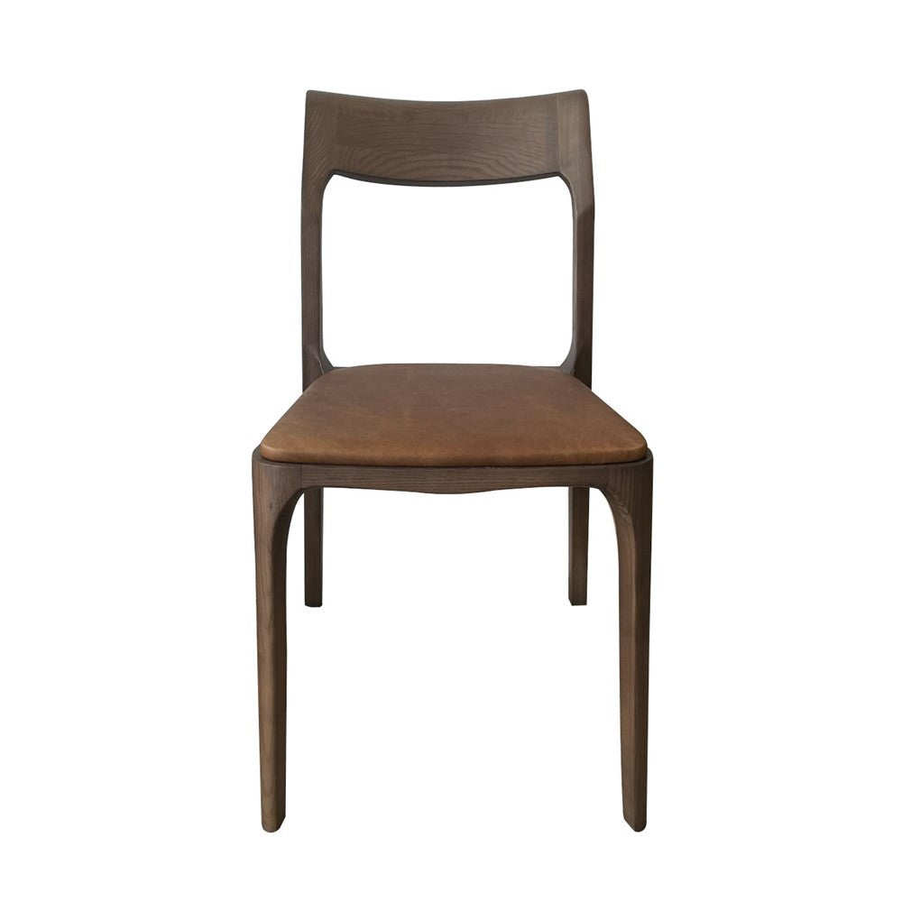 Cooper Stackable Dining Chair -  Brown Leather