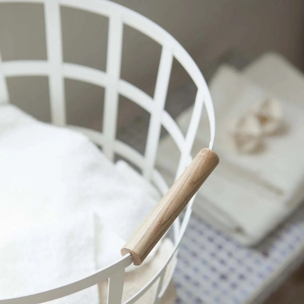 Laundry Basket Round White