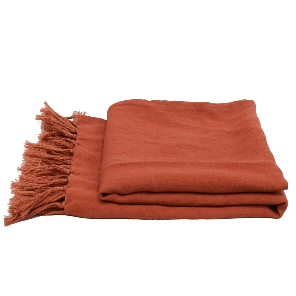 Tully Linen Throw - Baked Clay