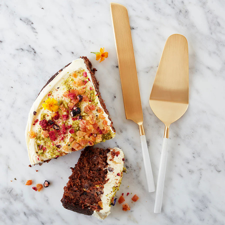 Cake & Knife Set - White