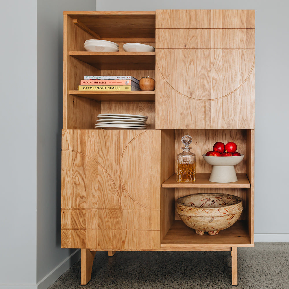 Etch Highboard Display - Oak