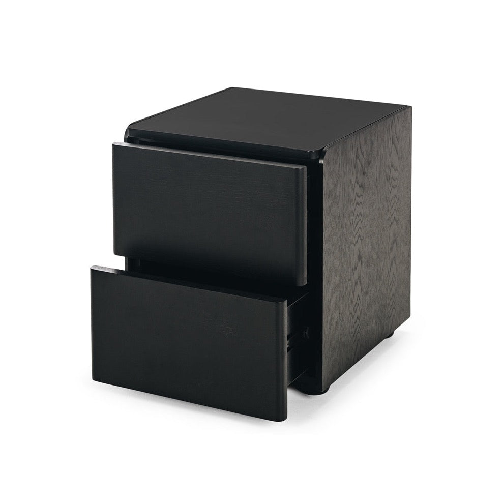 Cube Black Oak Bedside Table - Oak Top