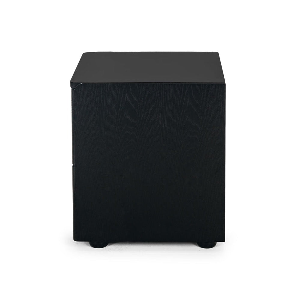 Cube Black Oak Bedside Table - Oak Top