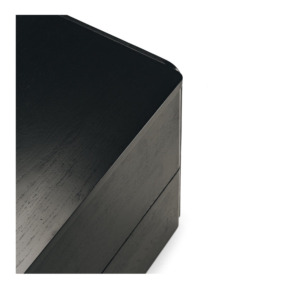 Cube Black Oak Bedside Table - Oak Top