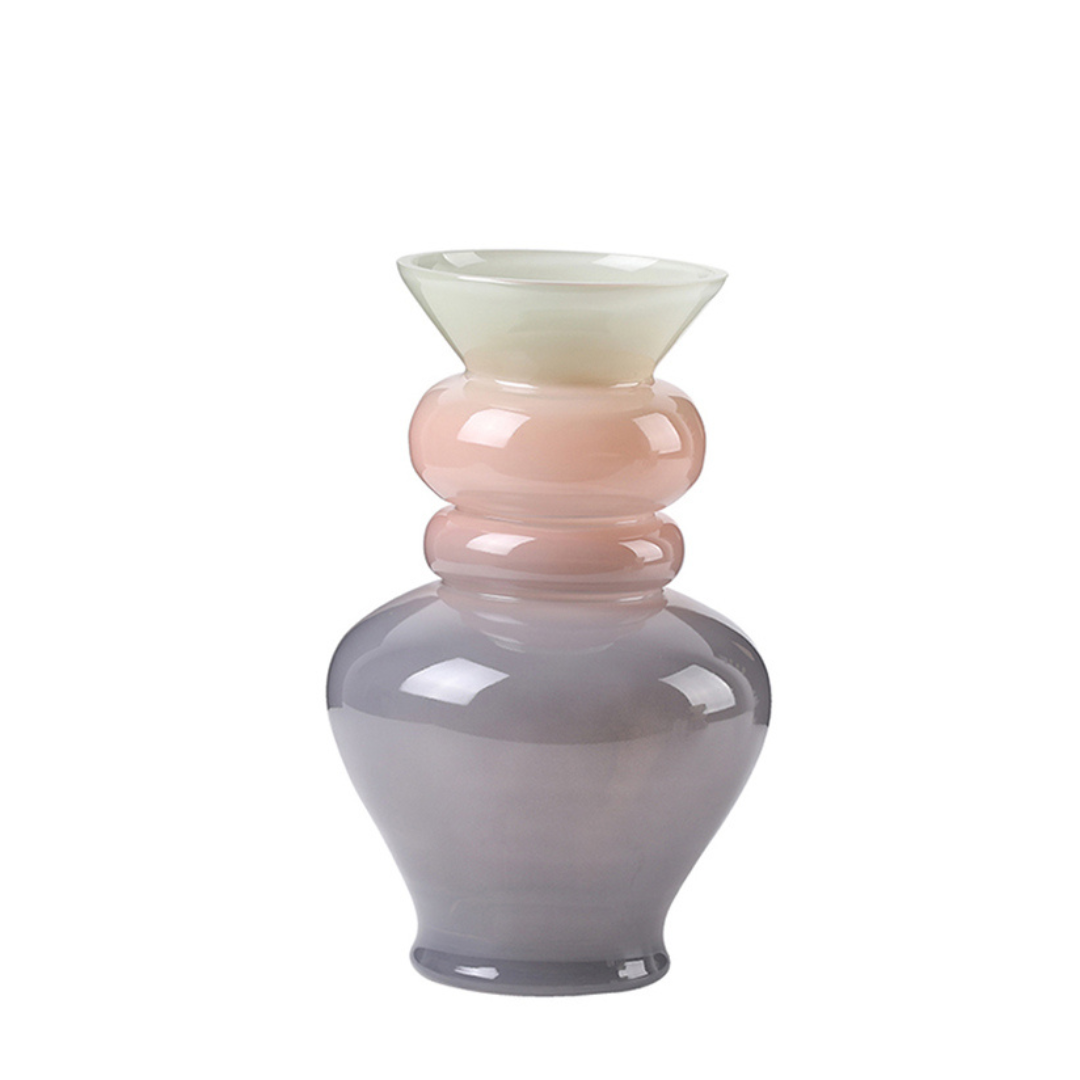 Tri-Colour Ombre Glass Vase - Large