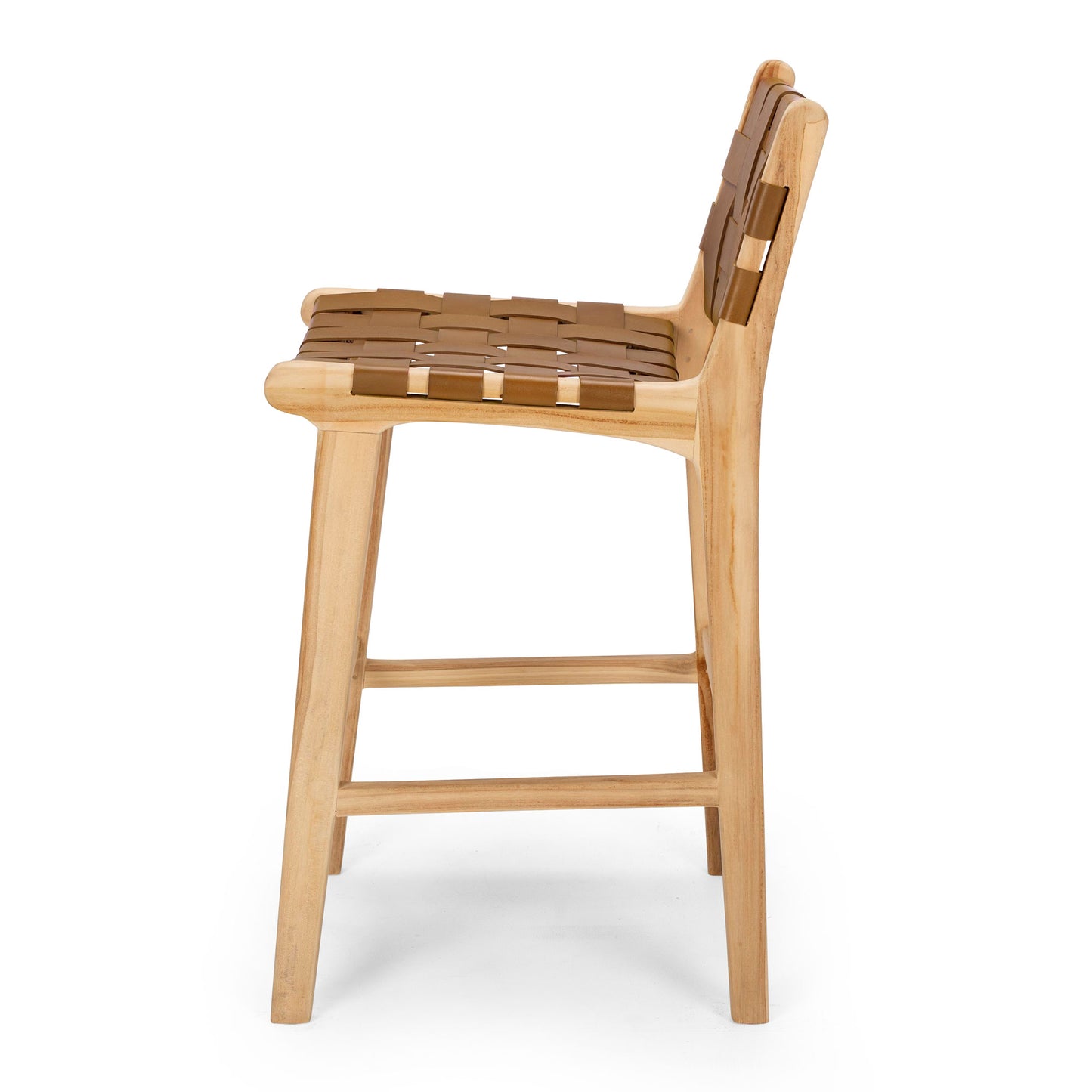 Indo Woven Highback Barstool - Saddle