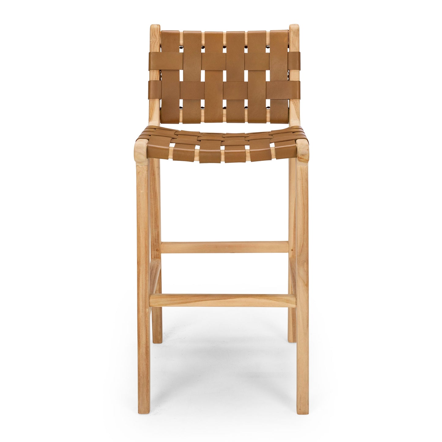 Indo Woven Highback Barstool - Saddle