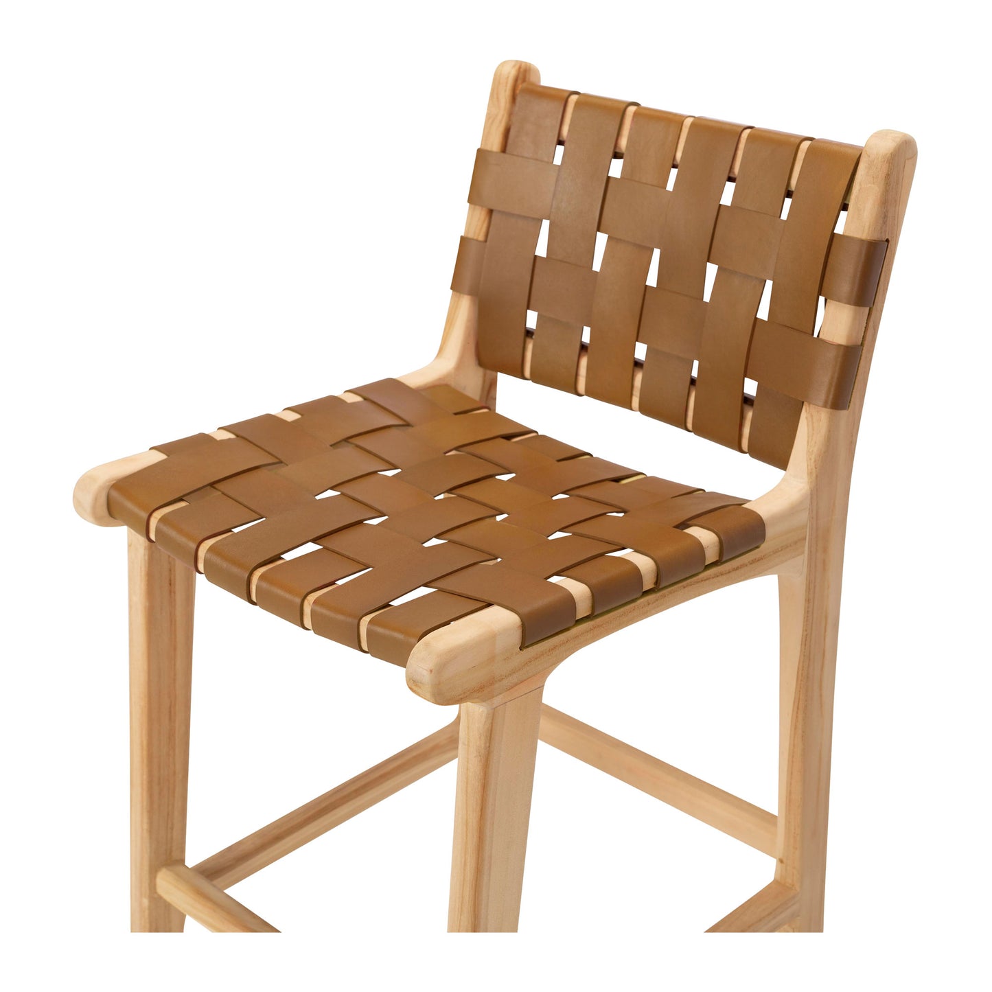 Indo Woven Highback Barstool - Saddle