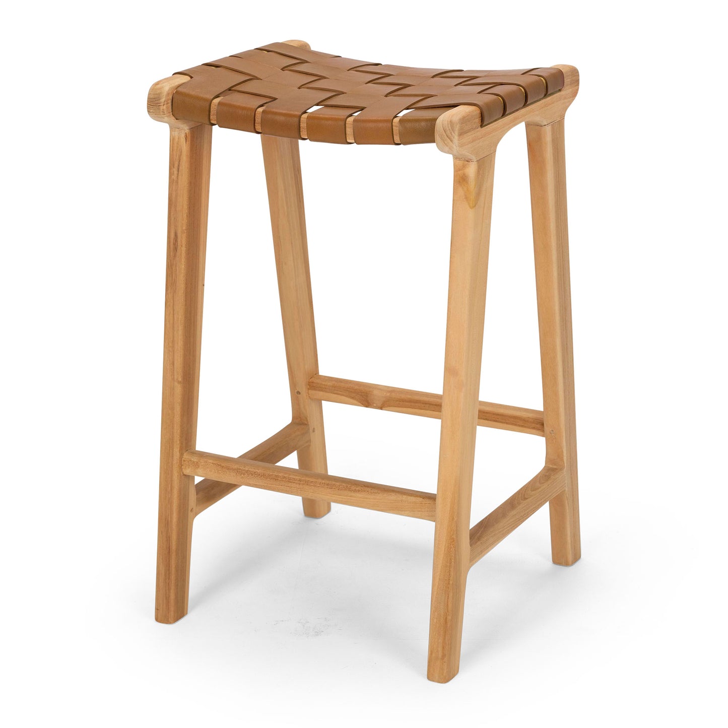 Indo Woven Barstool - Saddle