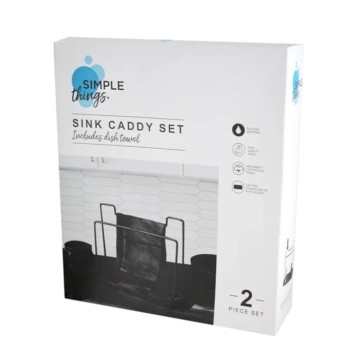 Simple Things Sink Caddy With Cloth - Black