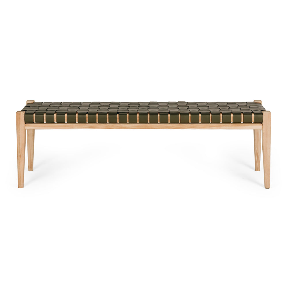 Indo Woven Bench - Olive