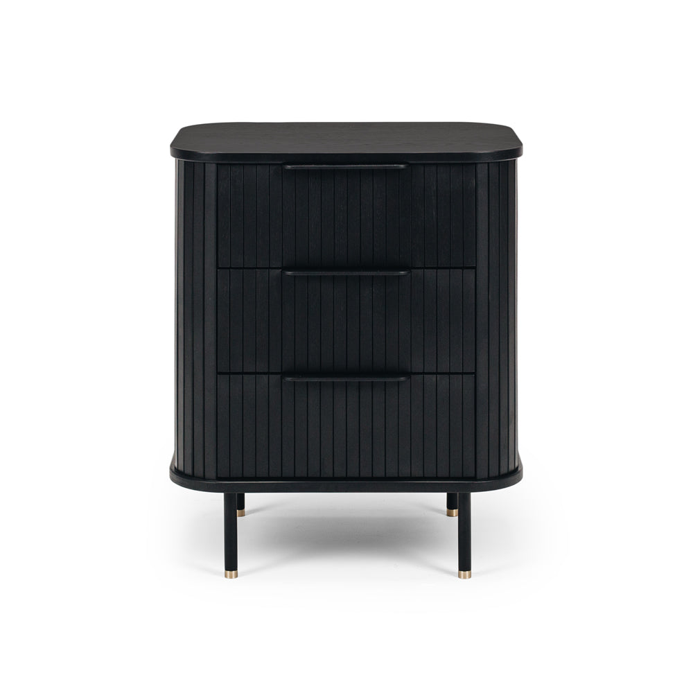 Anders 3 Drawer Bedside Table - Black