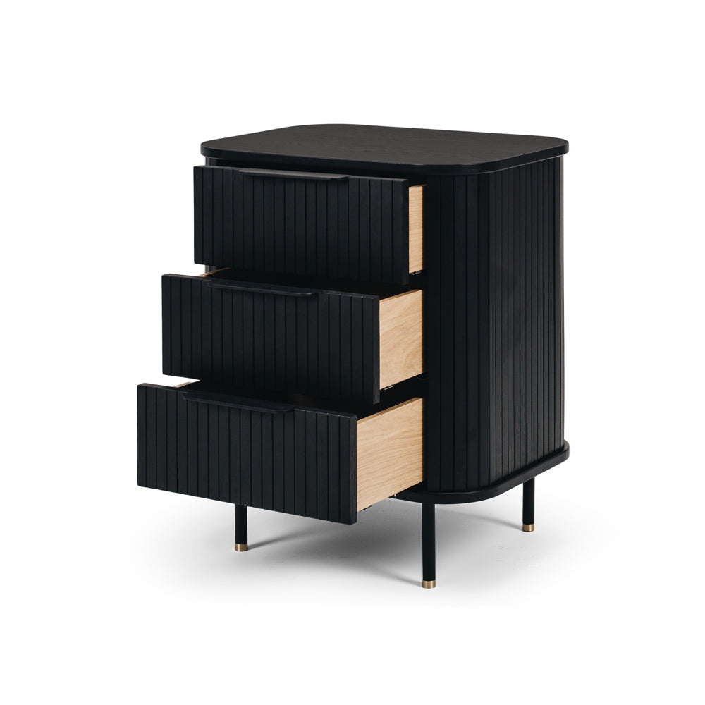 Anders 3 Drawer Bedside Table - Black