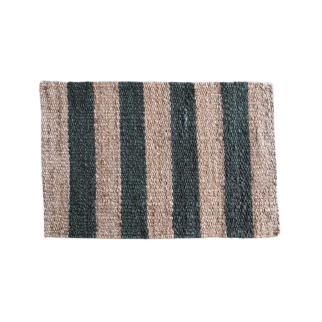 Jute Mat - Green Stripe