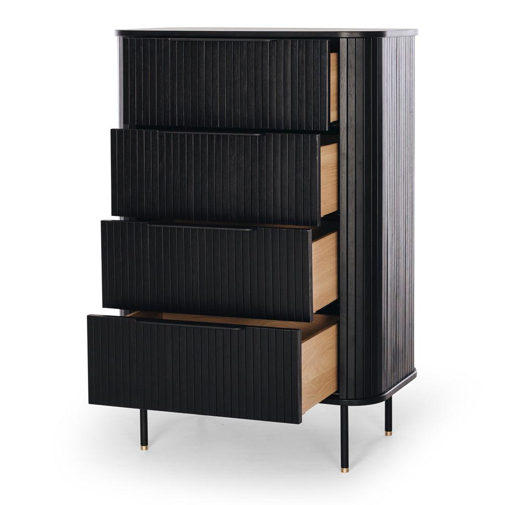 Anders 4 Drawer Tallboy - Black - Humble & Grand Homestore