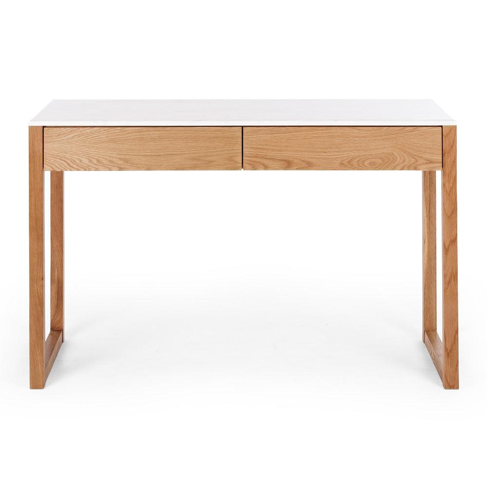 Avalon Natural Oak Desk - Marble Top - Humble & Grand Homestore