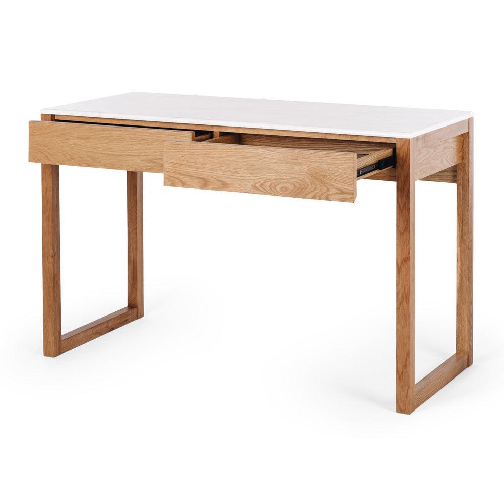 Avalon Natural Oak Desk - Marble Top - Humble & Grand Homestore