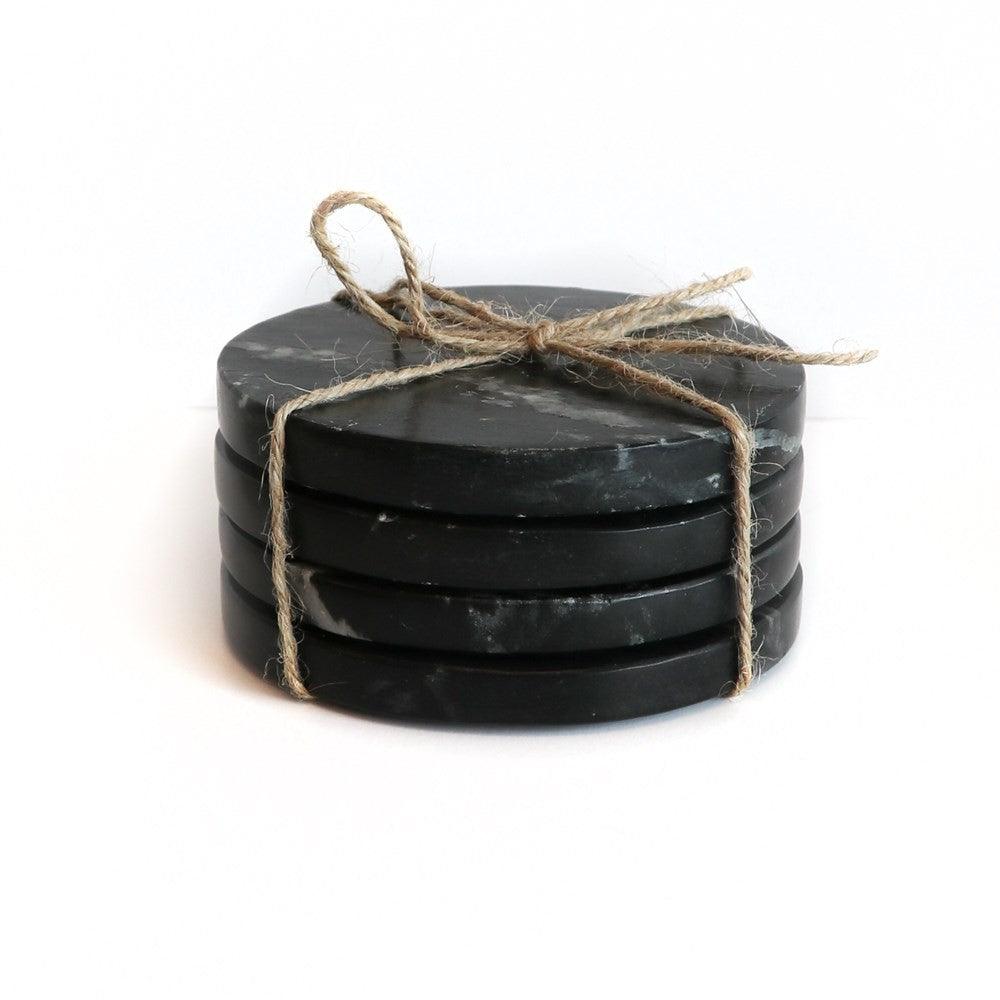 Black Marble Coasters - Round - Humble & Grand Homestore