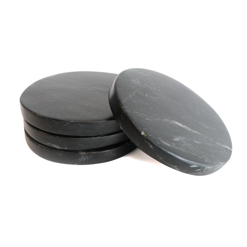 Black Marble Coasters - Round - Humble & Grand Homestore