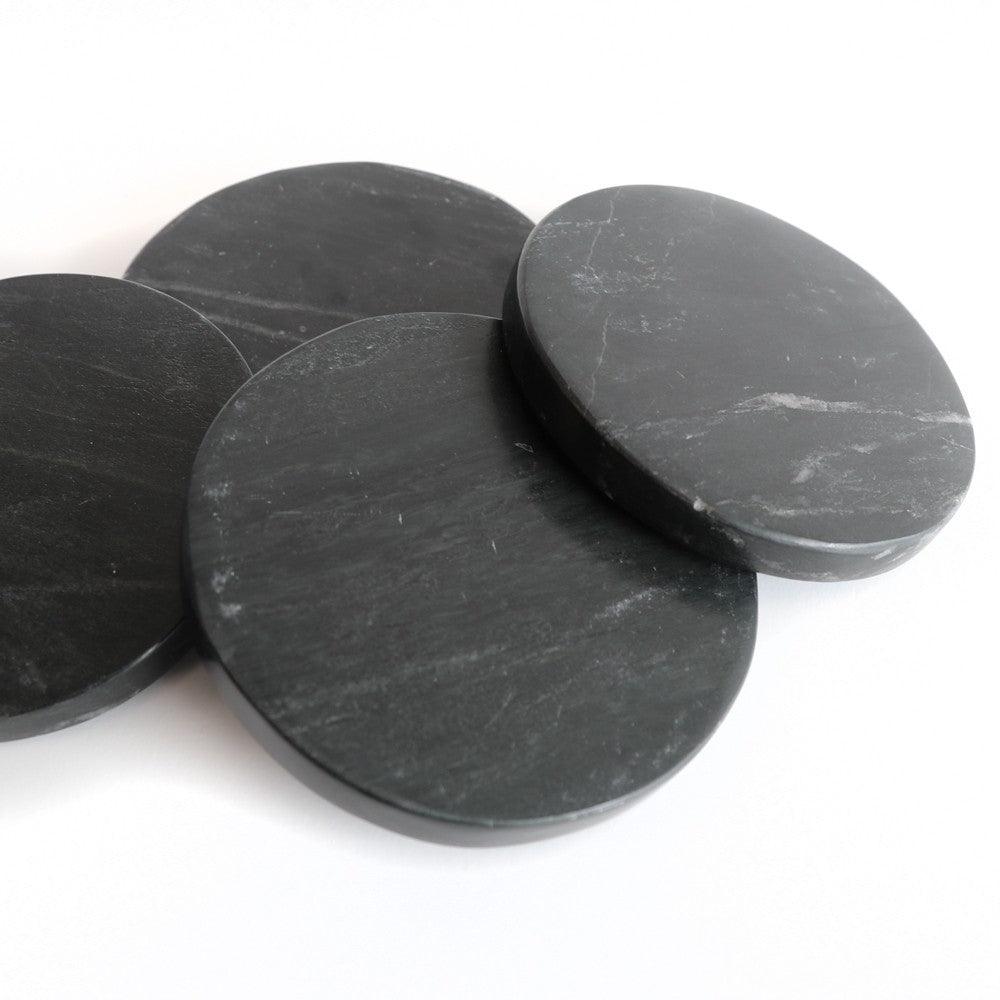 Black Marble Coasters - Round - Humble & Grand Homestore