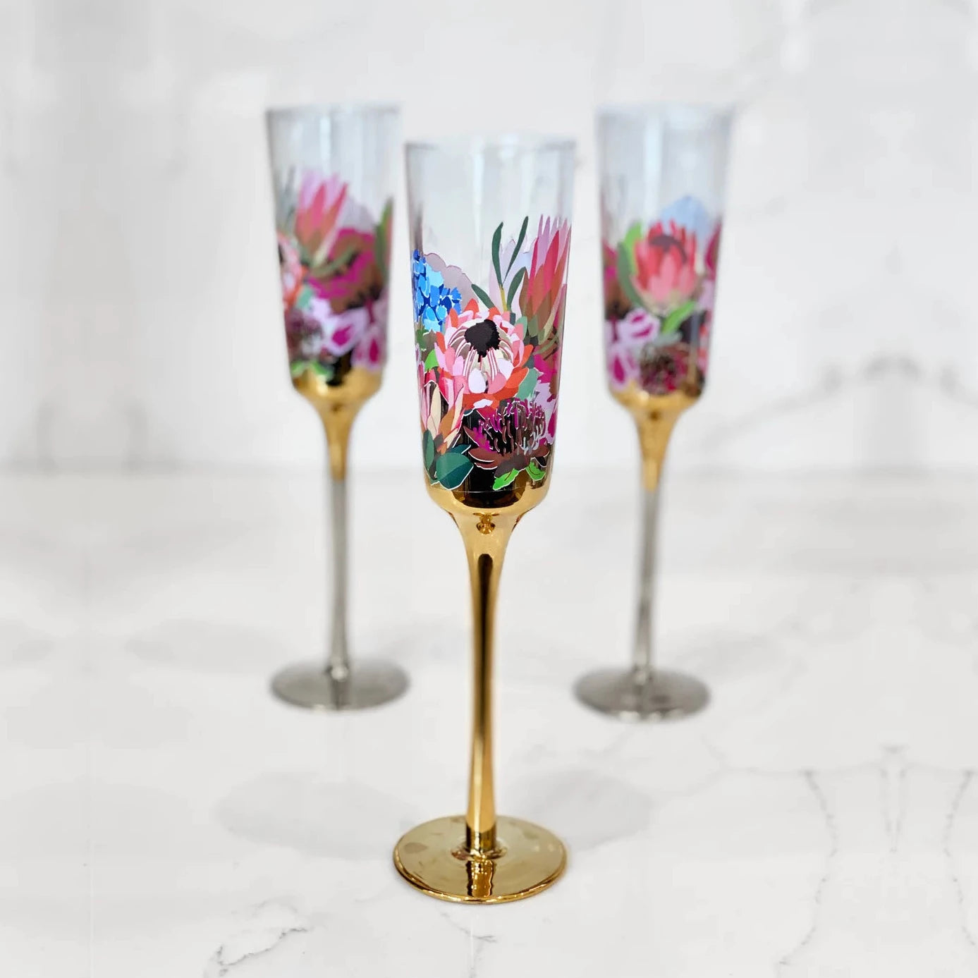 Botanic Blooms Champagne Flutes - Set of 4