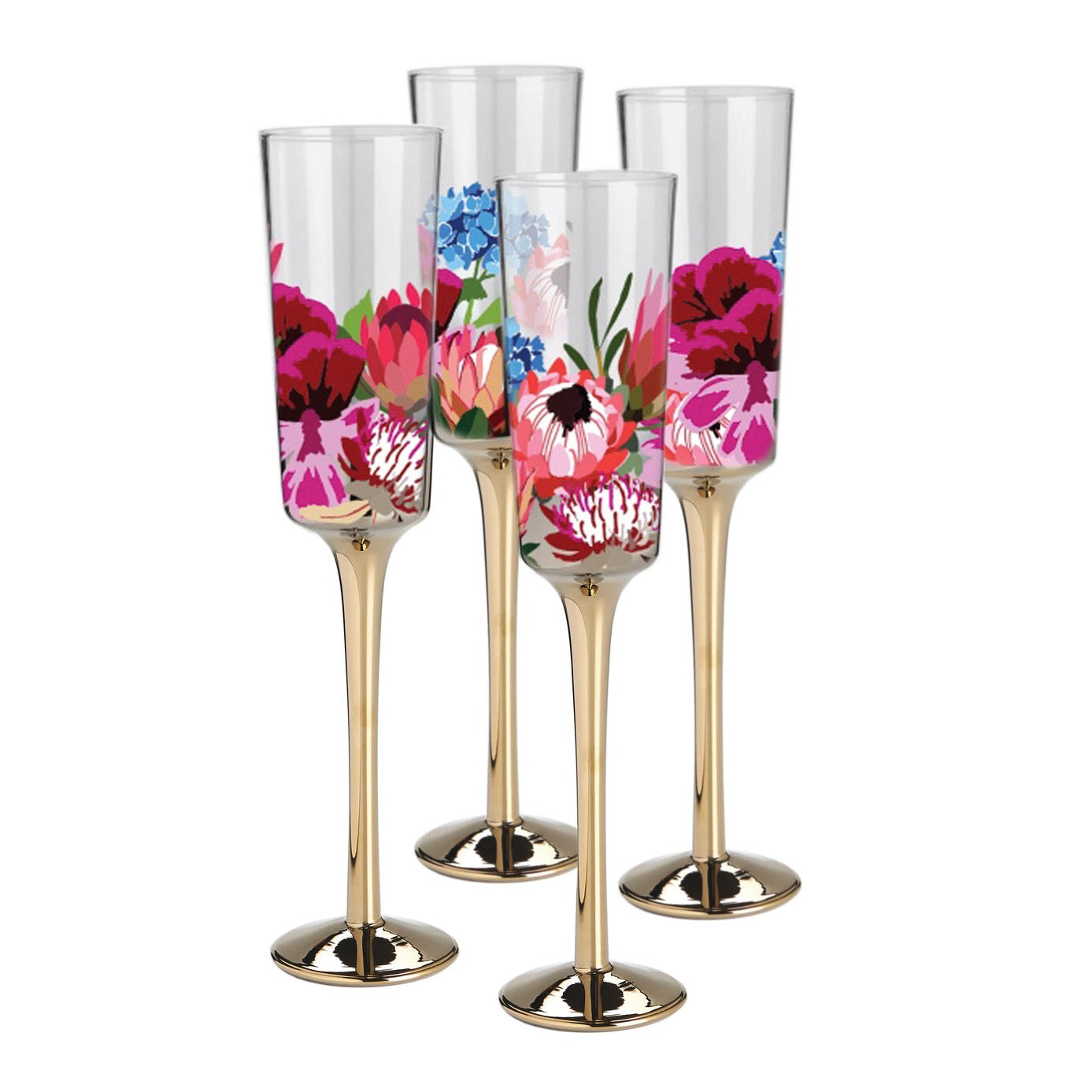 Botanic Blooms Champagne Flutes - Set of 4