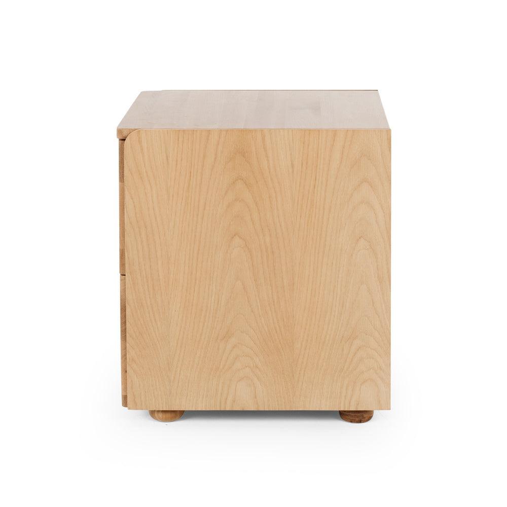 Cube Natural Oak Bedside - Carrara Marble Top - Humble & Grand Homestore