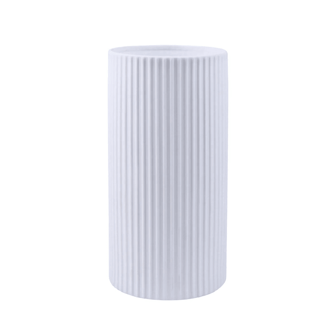 Cylindrical Lines Lamp - Matt White Large - Humble & Grand Homestore