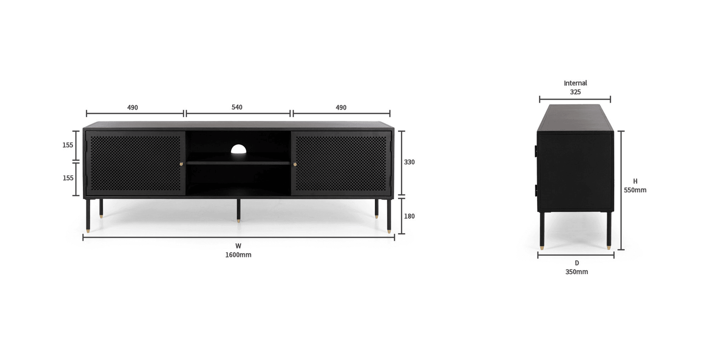 Dawn TV Unit 160 - Black - Humble & Grand Homestore