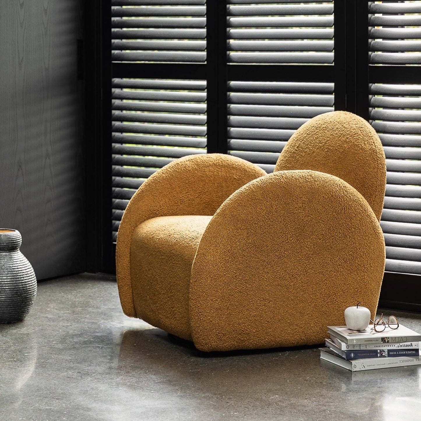 Snugg Swivel Armchair - Mustard Shearling