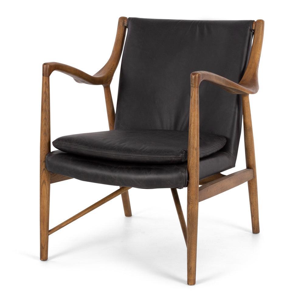 Finn Armchair - Black Wax Leather - Humble & Grand Homestore