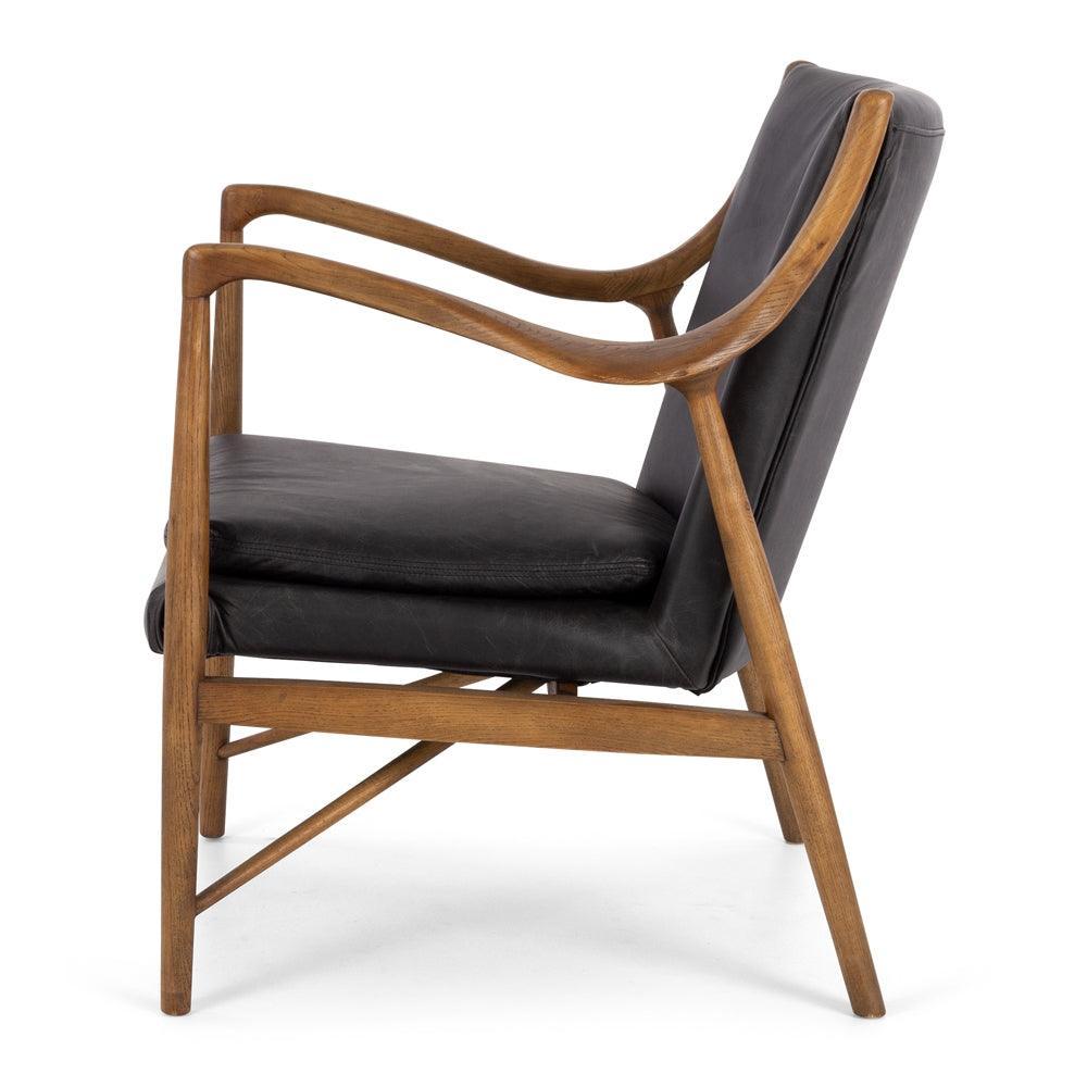 Finn Armchair - Black Wax Leather - Humble & Grand Homestore