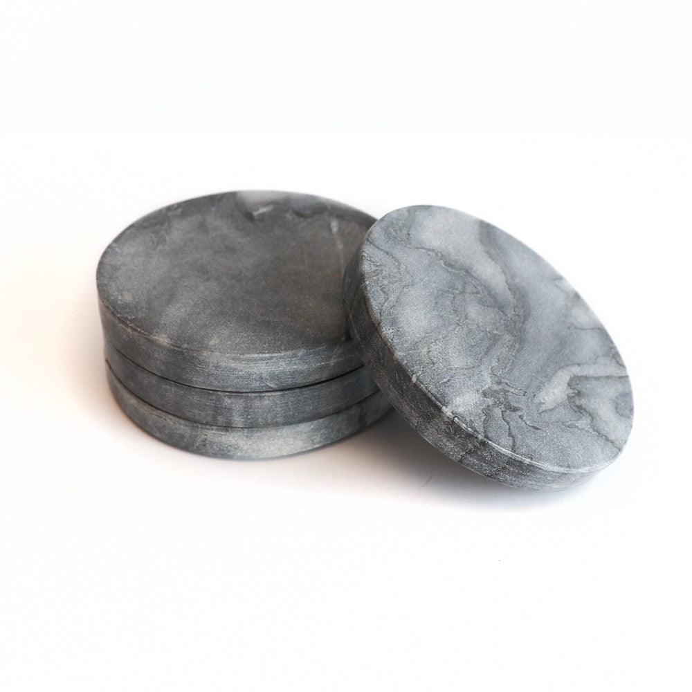 Grey Marble Coasters - Round - Humble & Grand Homestore