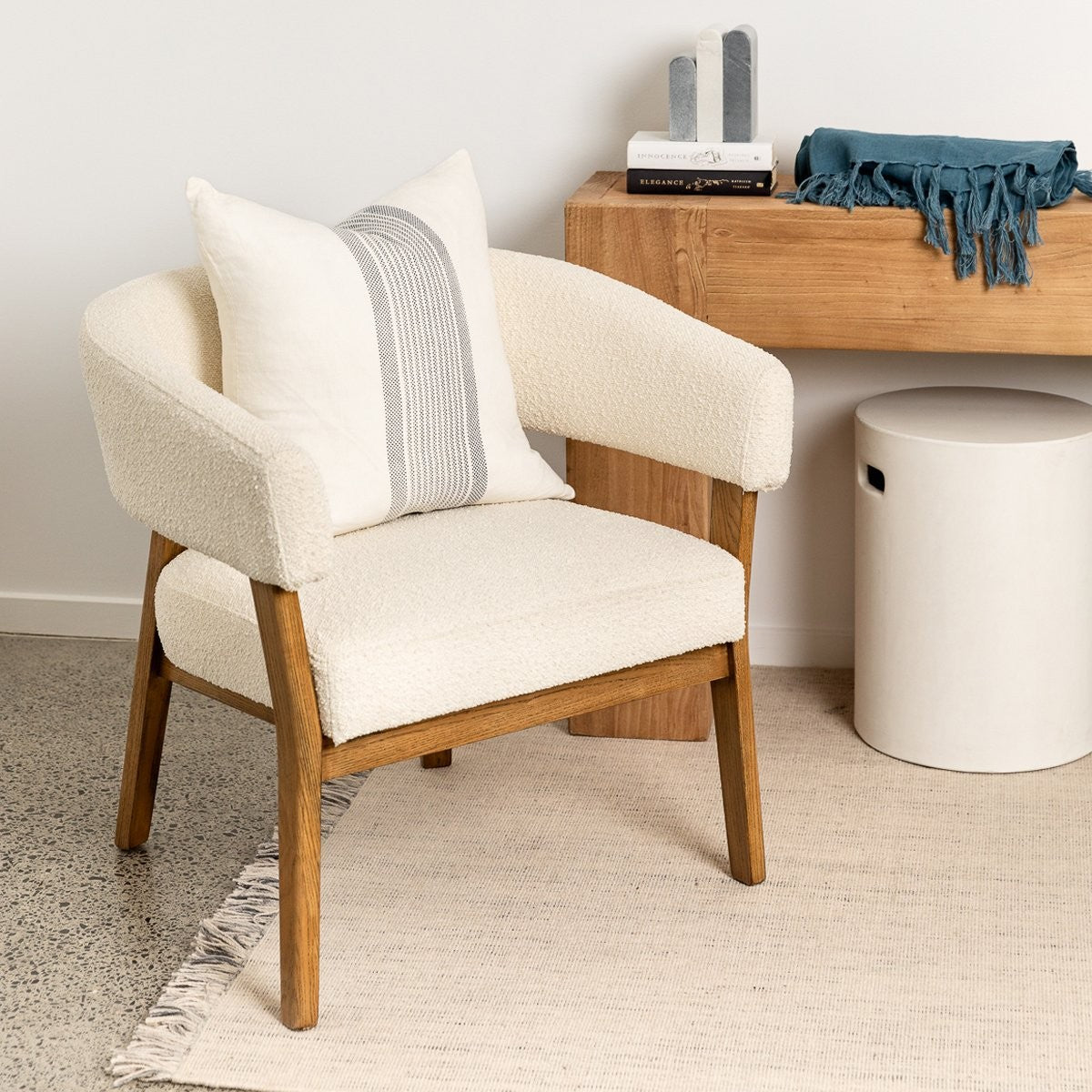 Tulsa Fabric Chair - Cream Boucle