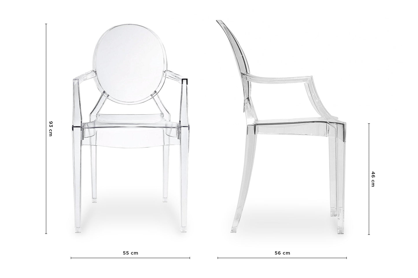 Casper Dining Chair - Transparent with Arms