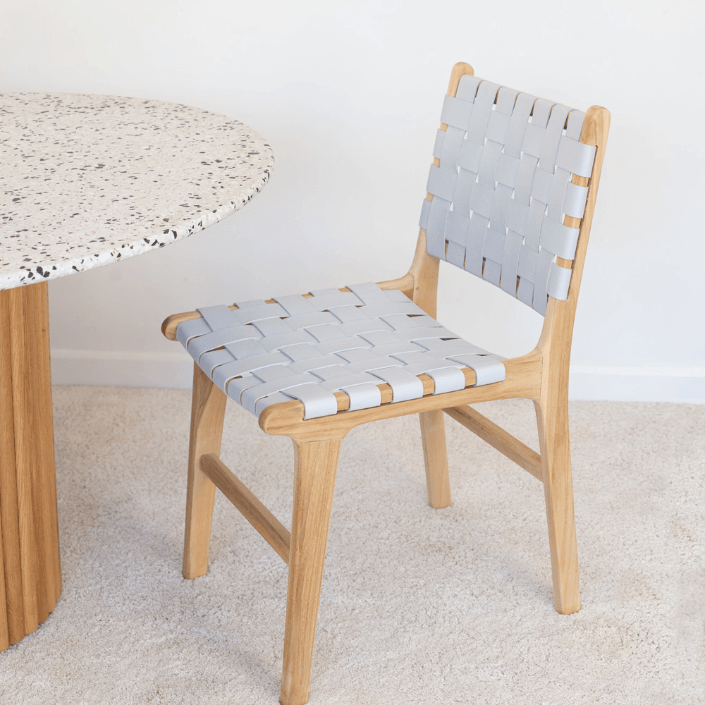 Indo Woven Dining Chair - Duck Egg - Humble & Grand Homestore