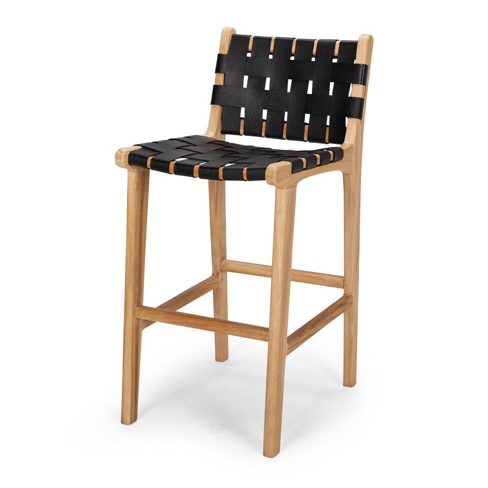 Indo Woven Highback Barstool - Black - Humble & Grand Homestore