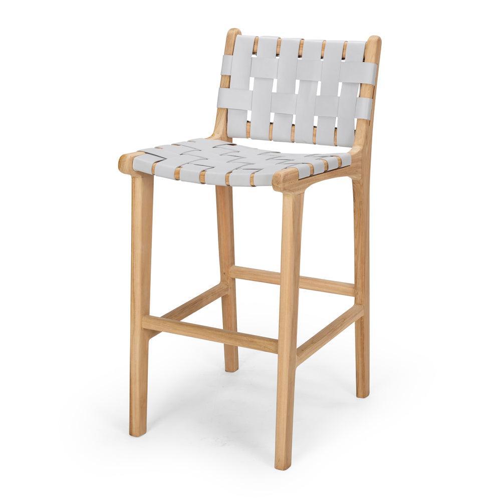 Indo Woven Highback Barstool - Duck Egg - Humble & Grand Homestore