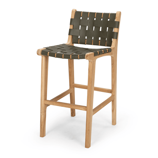 Indo Woven Highback Barstool - Olive - Humble & Grand Homestore