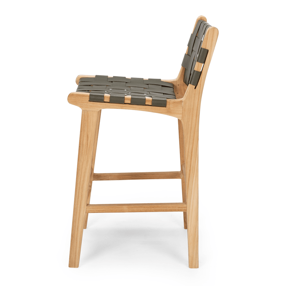 Indo Woven Highback Barstool - Olive - Humble & Grand Homestore