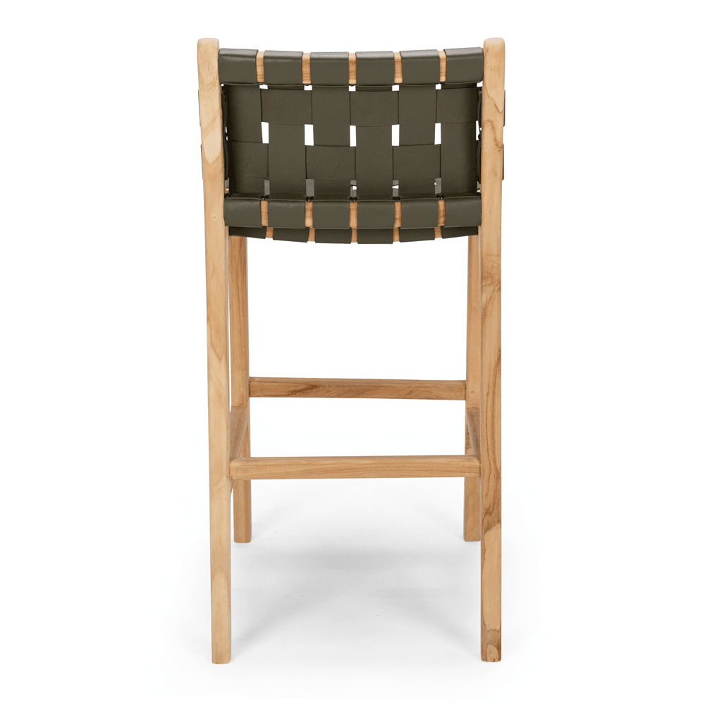 Indo Woven Highback Barstool - Olive - Humble & Grand Homestore