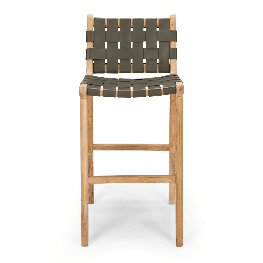 Indo Woven Highback Barstool - Olive - Humble & Grand Homestore