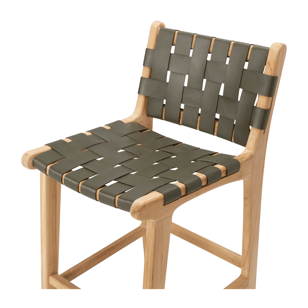 Indo Woven Highback Barstool - Olive - Humble & Grand Homestore