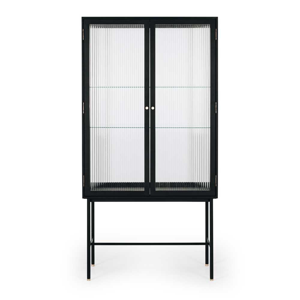 Kobe Highboard Fluted Glass - Black - Humble & Grand Homestore