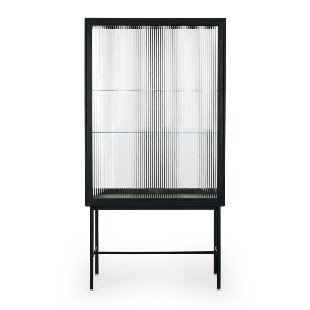 Kobe Highboard Fluted Glass - Black - Humble & Grand Homestore