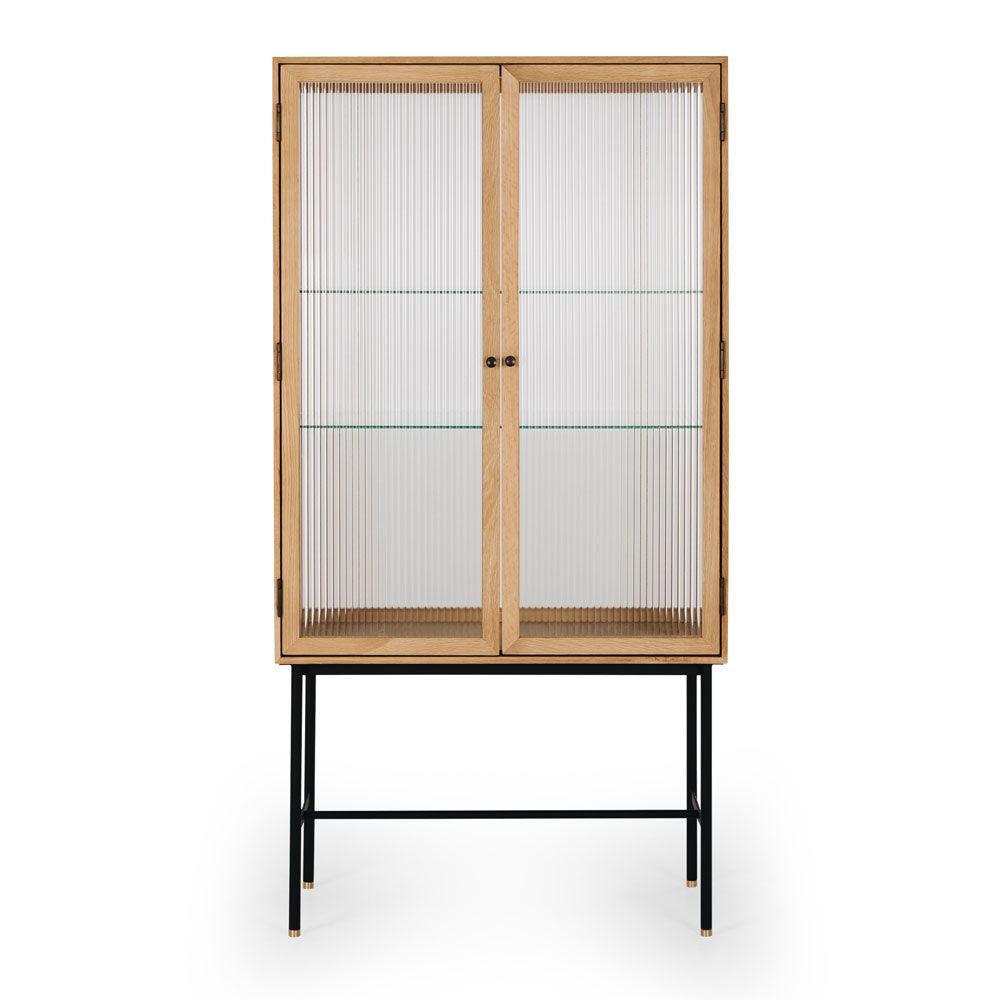 Kobe Highboard Fluted Glass - Oak - Humble & Grand Homestore