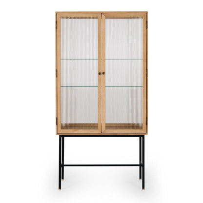 Kobe Highboard Fluted Glass - Oak - Humble & Grand Homestore