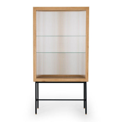 Kobe Highboard Fluted Glass - Oak - Humble & Grand Homestore